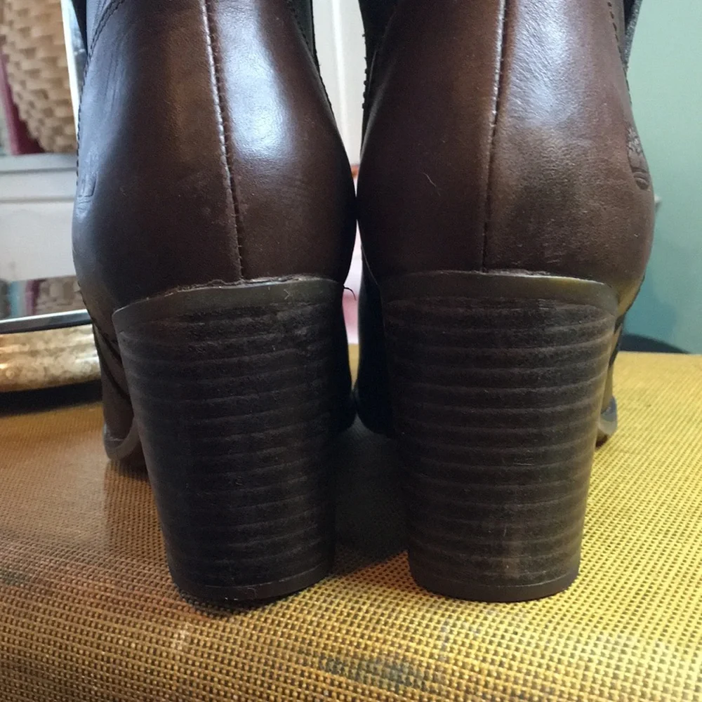 Timberland womens leather dress boots stacked heel sz 10.